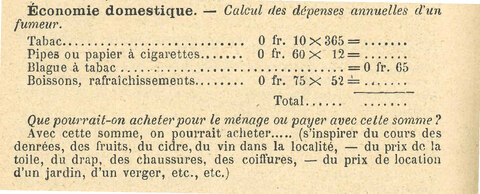 Chapitre 128, page 452, Calcul des dépenses annuelles d'un fumeur