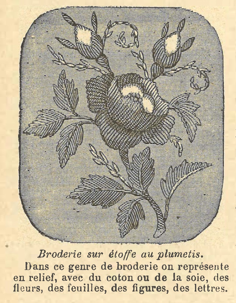Chapitre 105, page 368, Broderie sur étoffe au plumetis